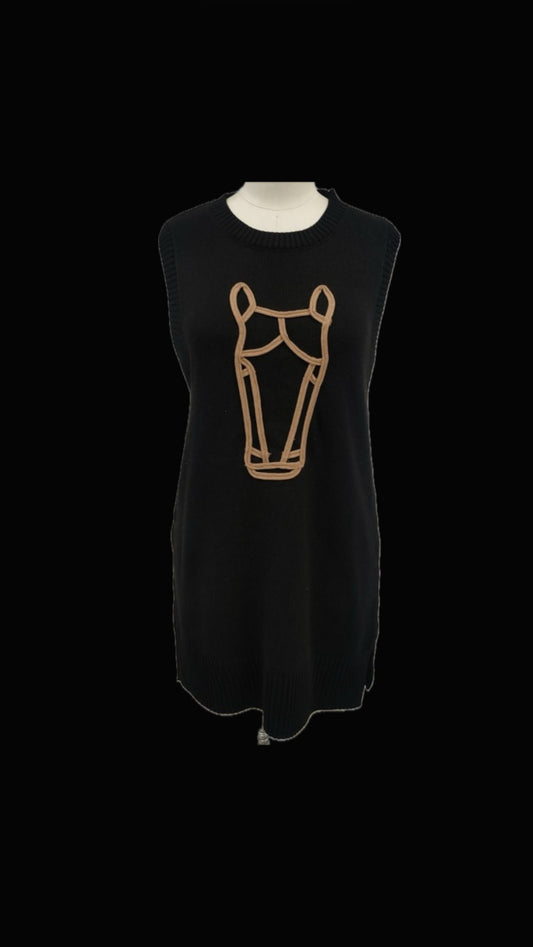 MOD HORSE SWEATER DRESS BLACK