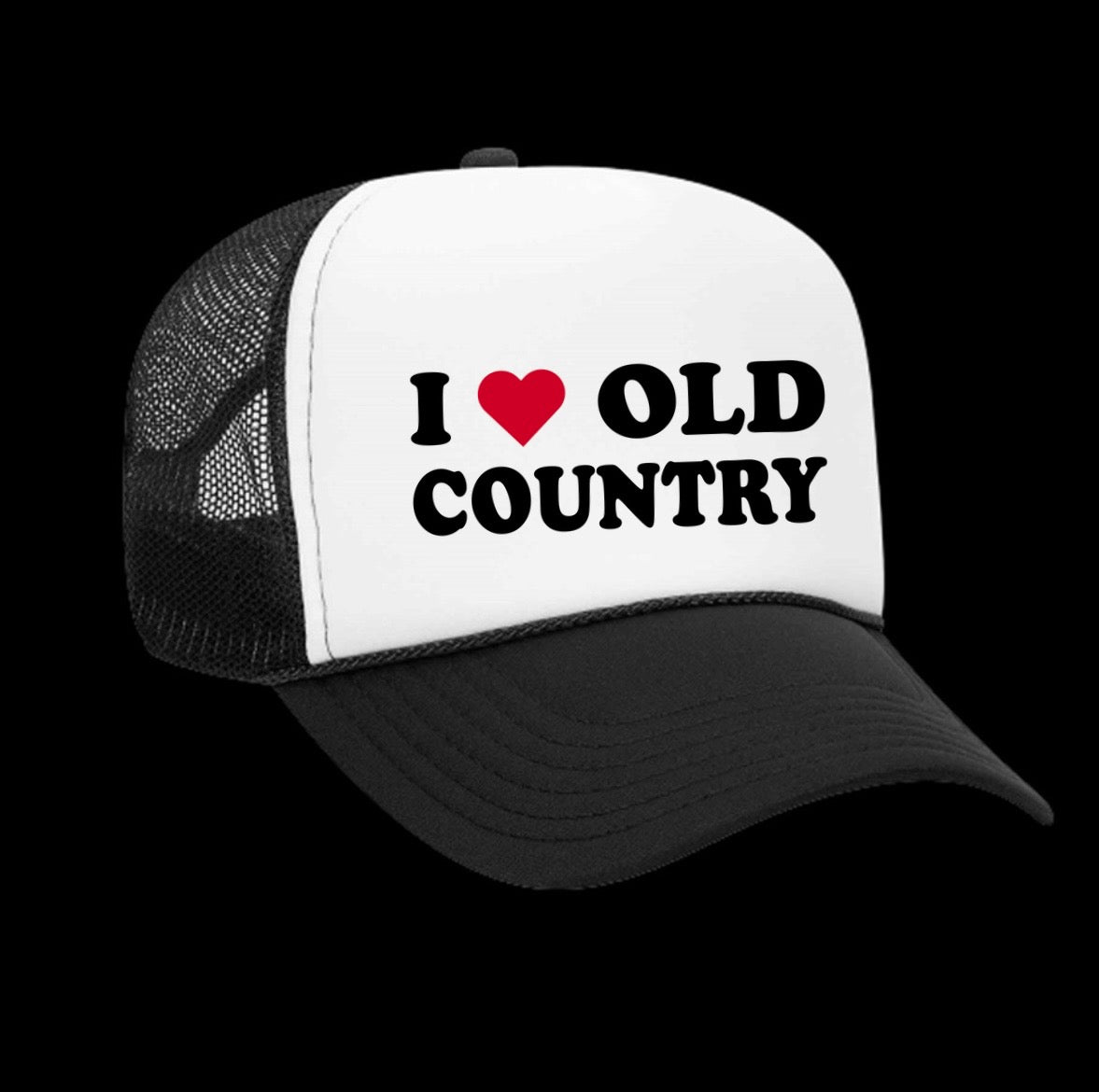 OLD COUNTRY TRUCKER HAT BLK/WHITE