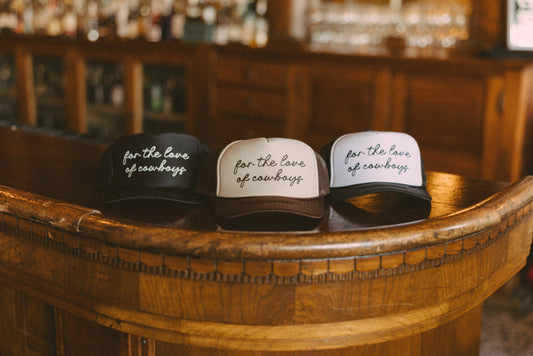 FOR THE LOVE OF COWBOYS TRUCKER HAT BLACK/WHITE