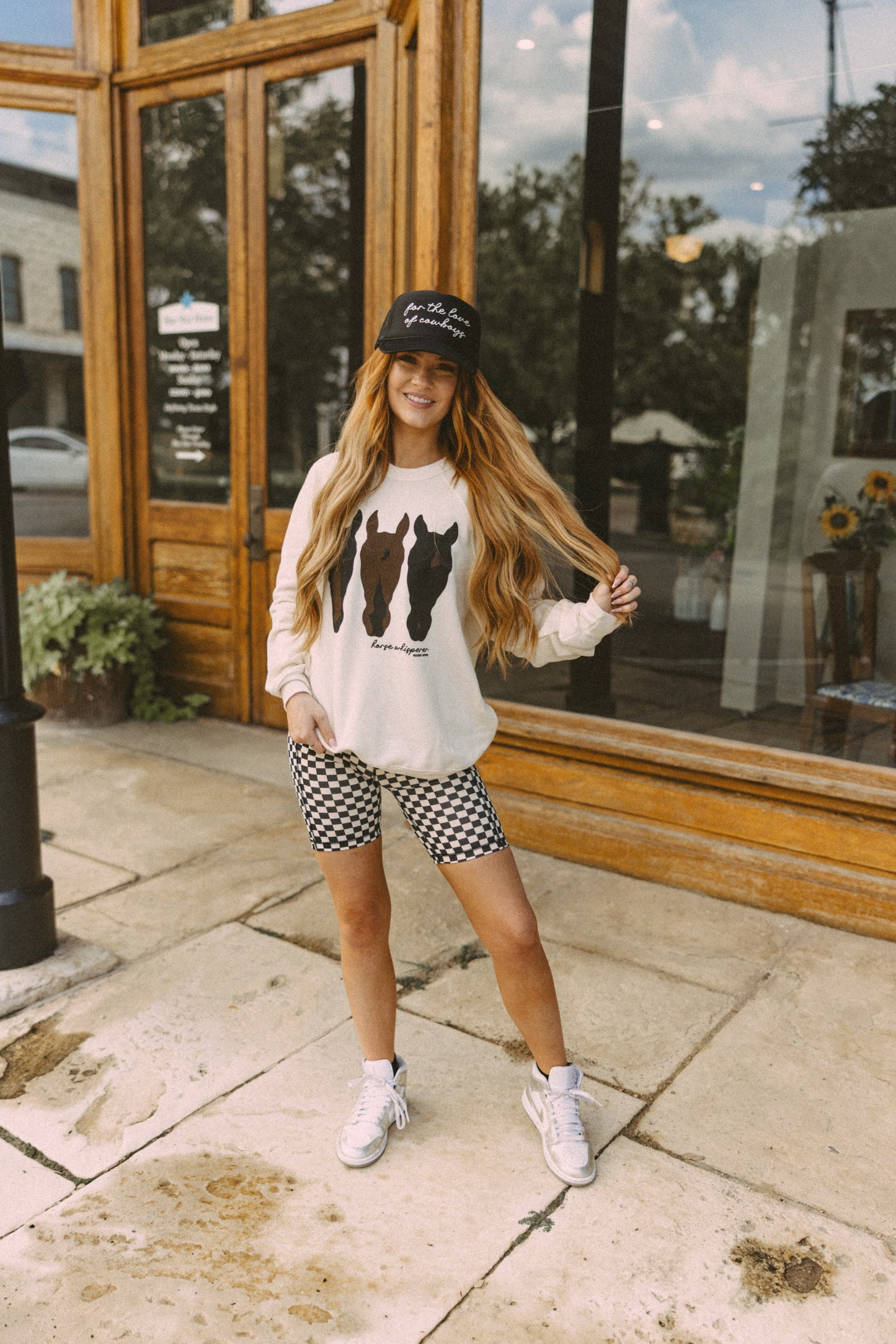 CHECKERED BIKER SHORTS BLACK