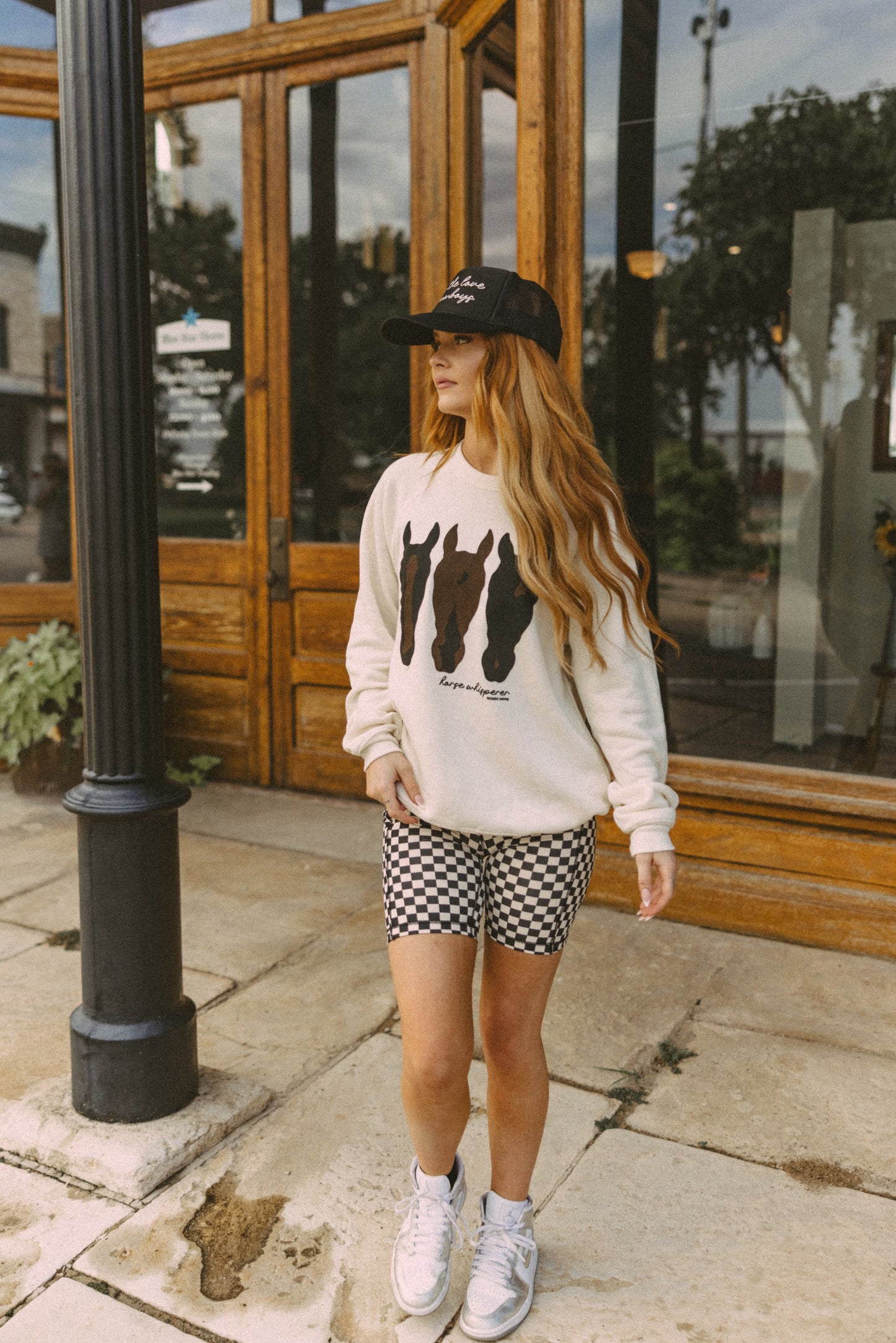 CHECKERED BIKER SHORTS BLACK