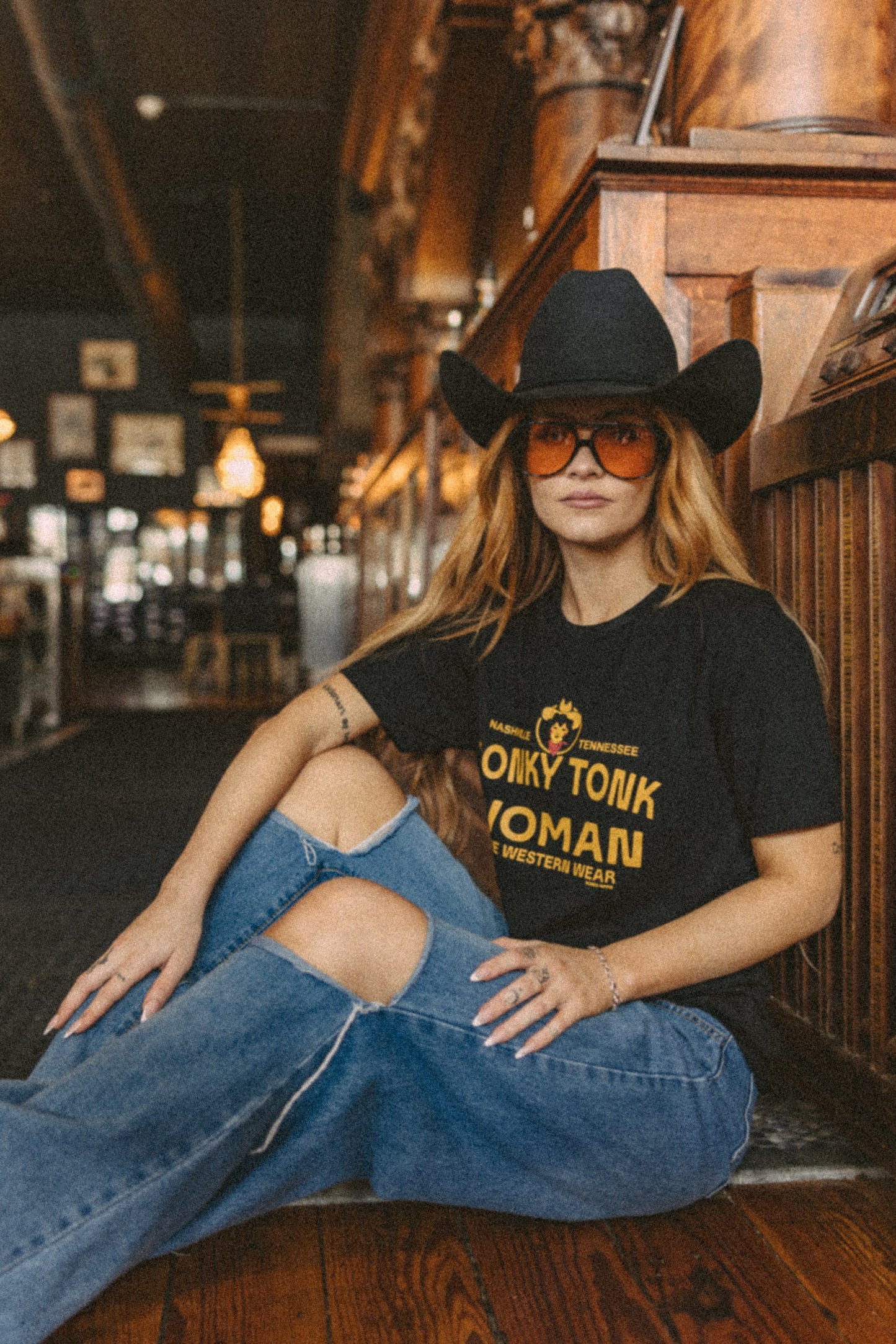 HONKY TONK WOMAN TEE BLACK