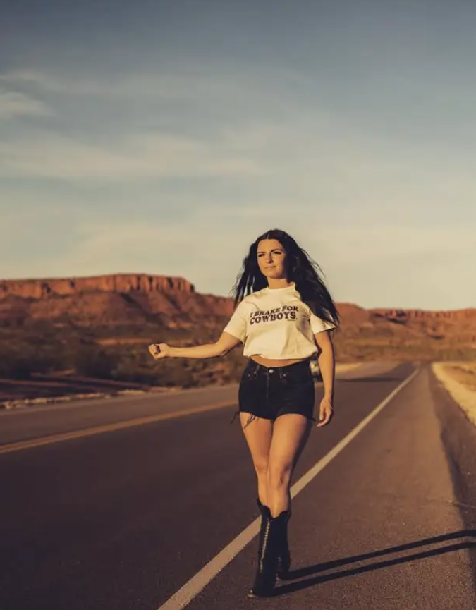 I BRAKE FOR COWBOYS TEE NATURAL