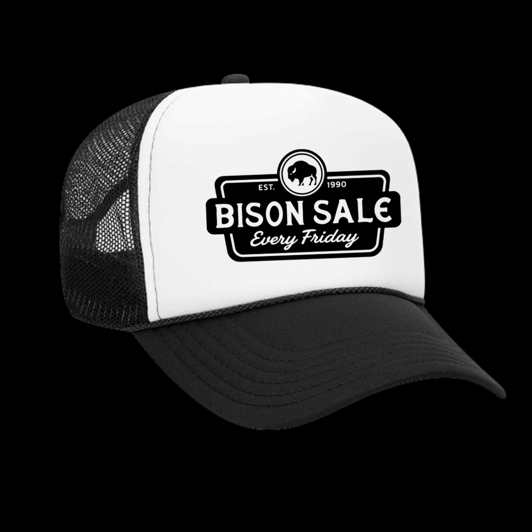 BISON SALE TRUCKER HAT BLACK/WHITE