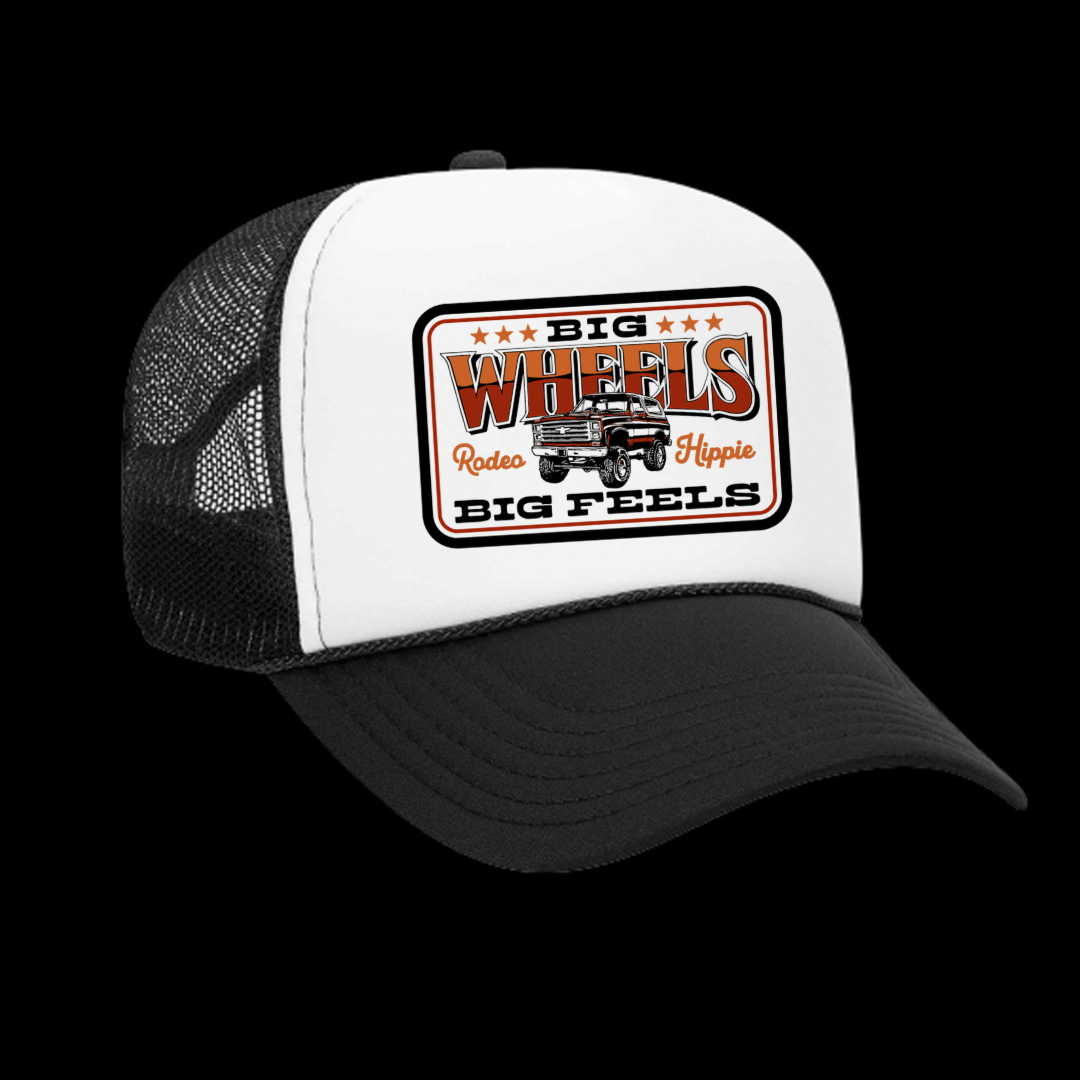 BIG WHEELS TRUCKER HAT BLACK/WHITE