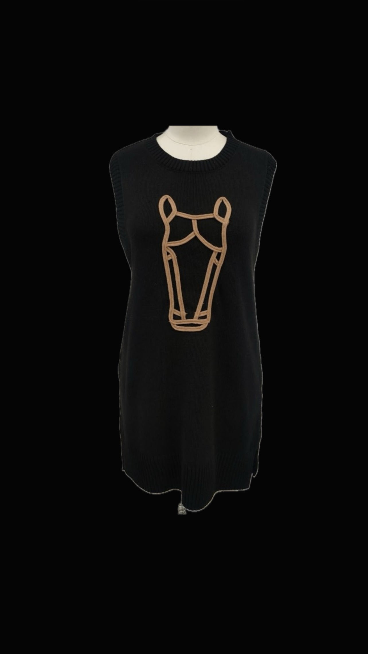 MOD HORSE SWEATER DRESS BLACK