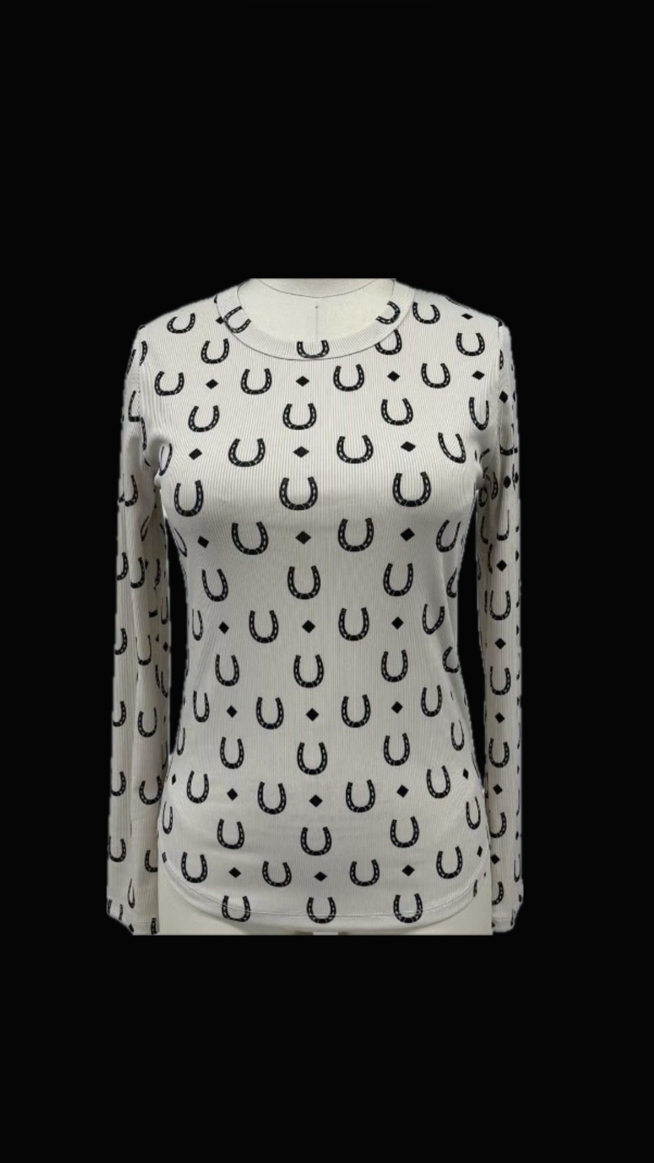 MOD HORSESHOE RIBBED LONG SLEEVE TOP