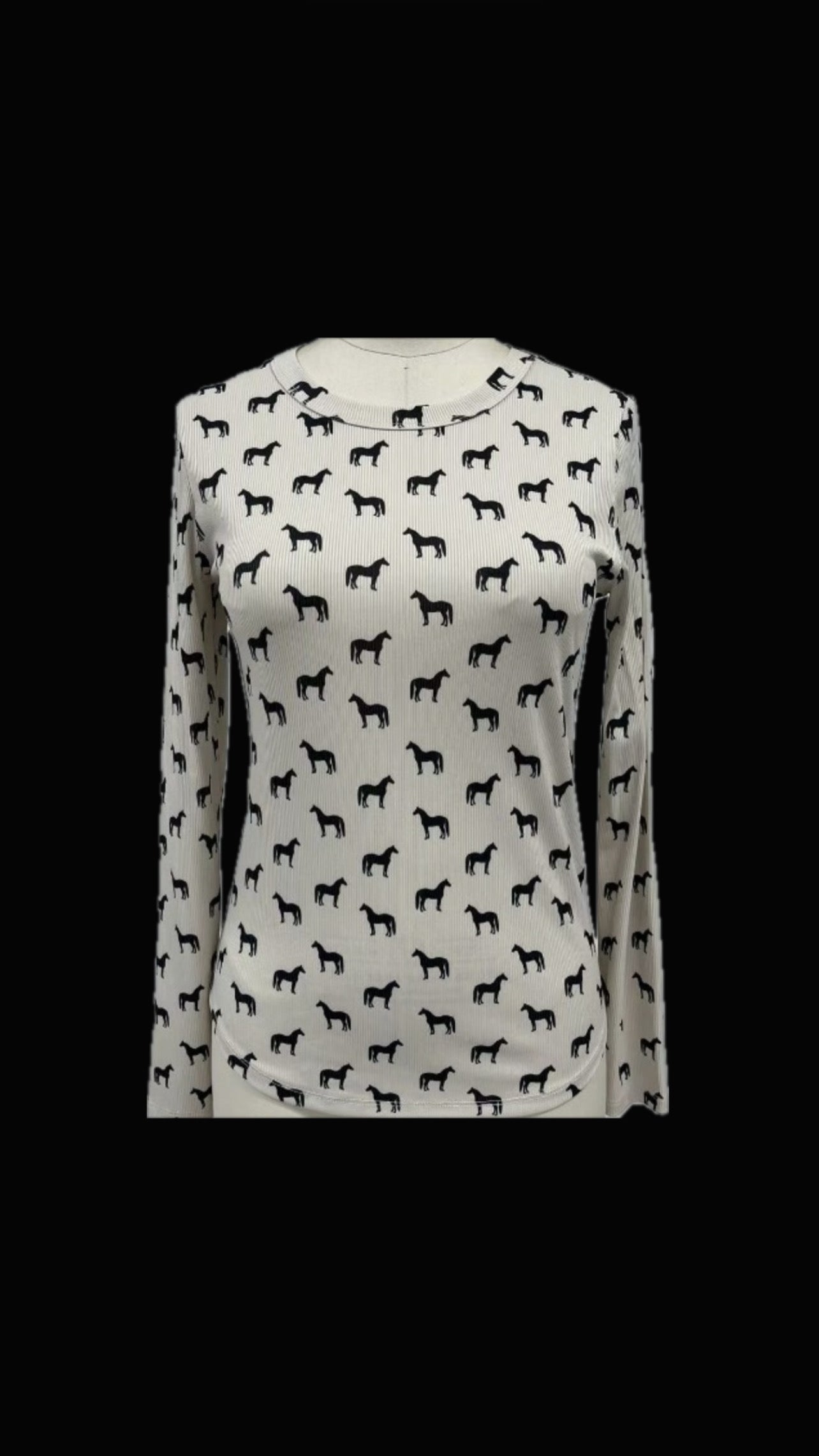 MOD HORSE RIBBED LONG SLEEVE TOP