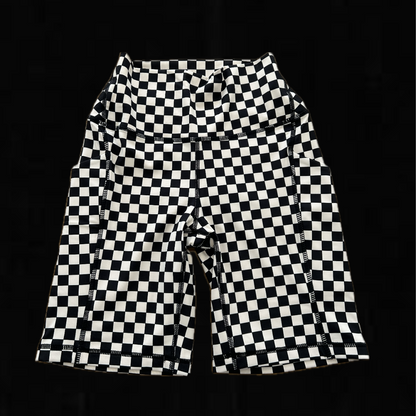 CHECKERED BIKER SHORTS BLACK
