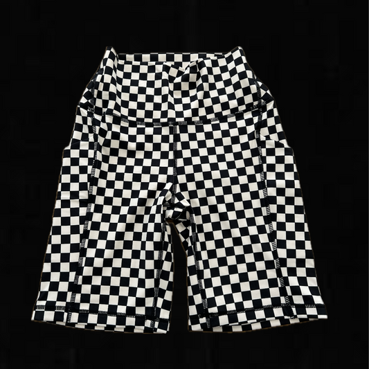 CHECKERED BIKER SHORTS BLACK