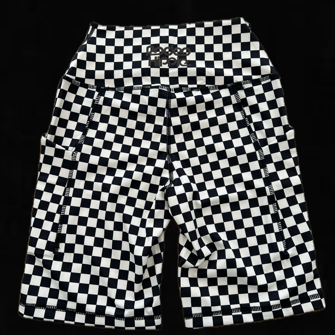 CHECKERED BIKER SHORTS