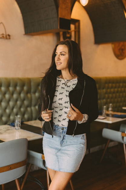 MOD HORSE RIBBED LONG SLEEVE TOP