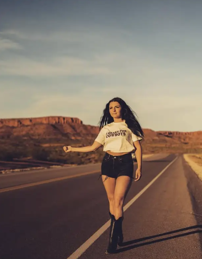 I BRAKE FOR COWBOYS TEE NATURAL