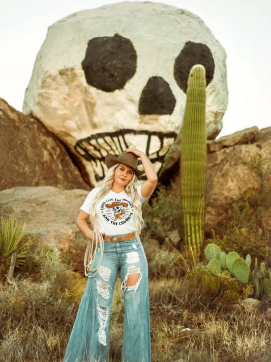 LONG LIVE THE HIPPIES AND THE COWBOYS TEE NATURAL
