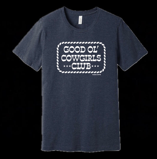 GOOD OL’ COWGIRLS CLUB TEE HEATHER NAVY