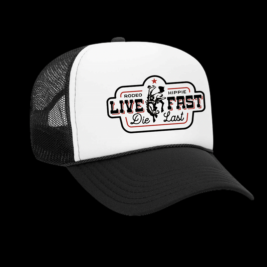 LIVE FAST TRUCKER HAT BLACK/WHITE