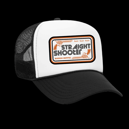 STRAIGHT SHOOTER TRUCKER HAT BLACK/WHITE