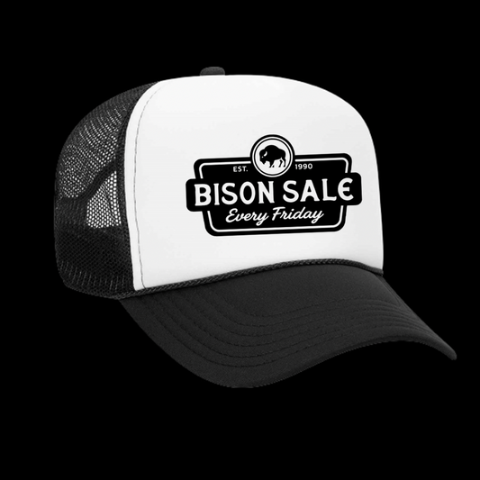 BISON SALE TRUCKER HAT BLACK/WHITE