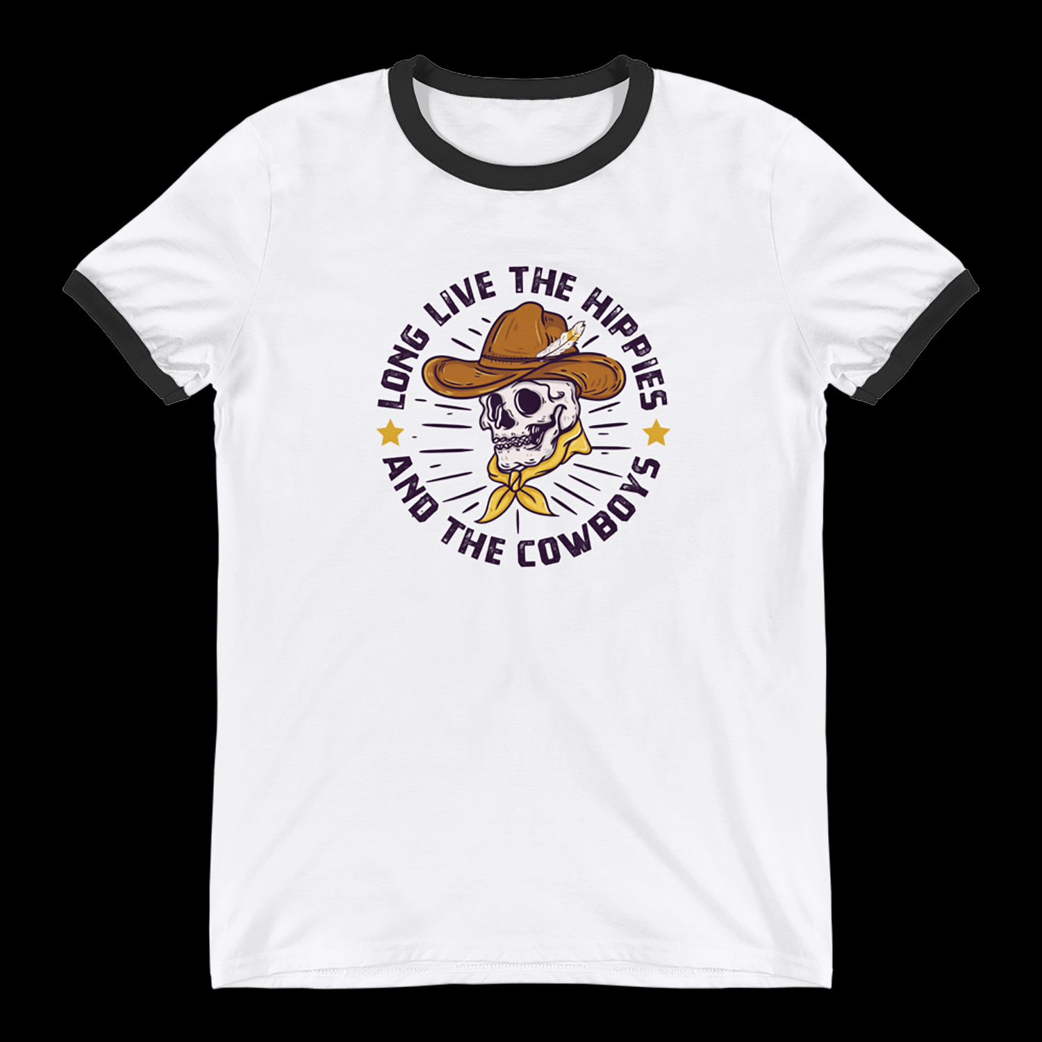 LONG LIVE THE HIPPIES AND THE COWBOYS RINGER TEE – RODEO HIPPIE