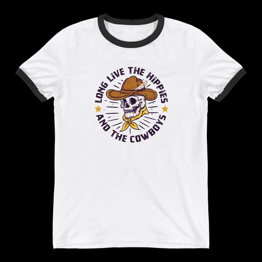 LONG LIVE THE HIPPIES AND THE COWBOYS RINGER TEE